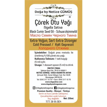 Çörek Otu Yağı 250 ml. Doğa by Netice Gümüş